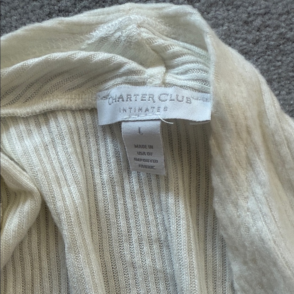 Charter Club Cream Ribbed Robe - Picture 5 of 6